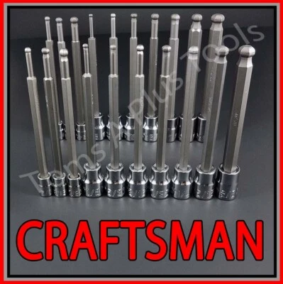 CRAFTSMAN 20pc 1/4 3/8 SAE METRIC Long Ball End Hex key bit ratchet socket set   - Image 1 of 3