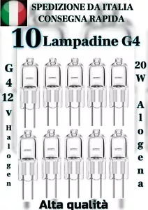 LAMPADINA LAMPADA ALOGENA G4 20W 12V 10 PEZZI luce calda ALTA QUALITÀ - Foto 1 di 11
