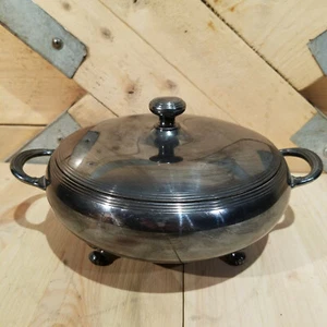 Reed & Barton 1196 Silverplate Dish Vintage w Lid & 4 Feet Swanky Barn - Picture 1 of 12