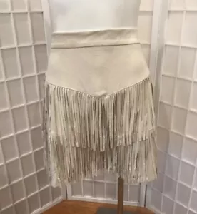 Falda Mi ami Francesca L Flecos Western Estilo Desnudo Beige Vaquera de Campo Nueva con Etiquetas - Imagen 1 de 11