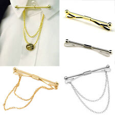 Men’s Suits Collar Pin Chain Tie Bar Business Jewelry Best Gift (Silver / Gold)