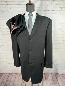 Mens Black 3 Button BIG & TALL Super Soft 2 Piece Suit 52R Jacket 48x30 Pant - Picture 1 of 13