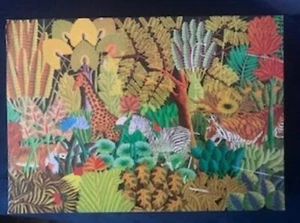 Haitianische Kunst Postkarte 4"x6" mit "DSCHUNGEL" VON FENOL MARCELIN - Bild 1 von 4