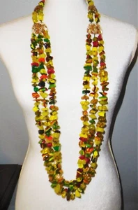Sobral Fragments Poti Yellow Green Bead 51" Runway Style Artist Made Necklace - Picture 1 of 8
