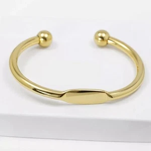 Men's 7.5" Stainless Steel Adjustable Round Cuff Bracelet*Gold plated Box - Picture 1 of 3