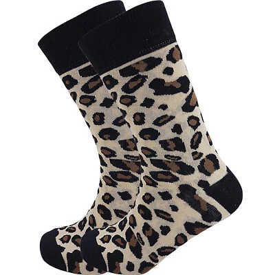 leopard cheetah ankle socks mens gents womens crew socks xmas gift size 6/11