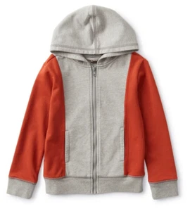 TEA COLLECTION Block Color Hoodie Knit Zip Jacket-Rust/Heather Gray-NWT Boys 10 - Picture 1 of 3