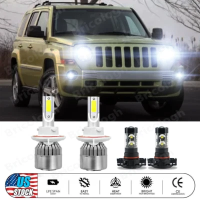 For Jeep Patriot 2010-2017 4x LED Headlight High/Low Beam + Fog Light Bulbs kit - Image 1 of 4