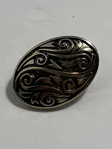 Oval Silver Celtic Scroll Design Pin Brooch - Picture 1 of 5