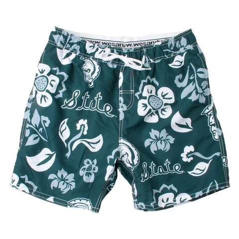 Men's Michigan State University Swim Trunks Floral Swim Shorts Cover