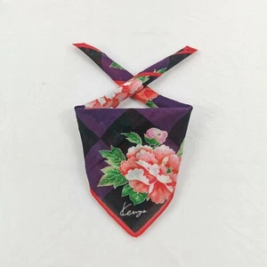 Vintage 90s Kenzo Handkerchief Neckerchief Flowers Square Bandana Scarf 16x16 - Picture 1 of 4