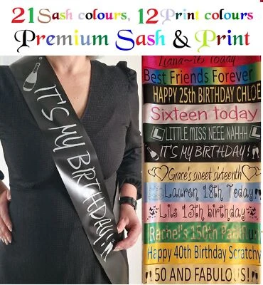 JUNGLEDRAGON Personalised Birthday Sash Sashes Any Age 18th 21st 30th 40th 50th 60th 70th