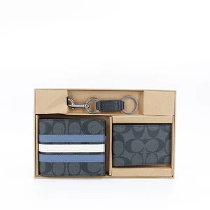 Coach Boxed 3 in 1 Geldbörse Geschenkset Schwarz Blau Weiß OS - Bild 1 von 12