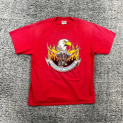 Camisa de motocicleta vintage para hombre grande roja Bikers Depot Eagle V-Twin puntada única Foto 1 de 4