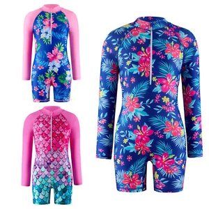 Girls Swimsuit Short Bathing Suit UPF 50+ Swimwear Beach Bodysuit Floral Kids - Picture 1 of 34
