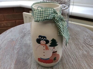 Rustikale primitive Volkskunst Weihnachtsvase USA Wohndeko - Bild 1 von 5