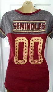 FLORIDA STATE SEMINOLES Womens T Shirt Size Small Distressed Front Back Logo New - Picture 1 of 3
