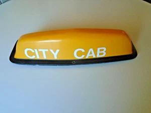 Vintage Taxi Cab Topper Sign Double Sided Plastic yellow city cab 23'' long. cab - Picture 1 of 8