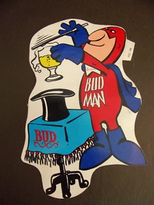 Vintage Budweiser Bud Man Peel & Stick Werbung Aufkleber - Bild 1 von 5