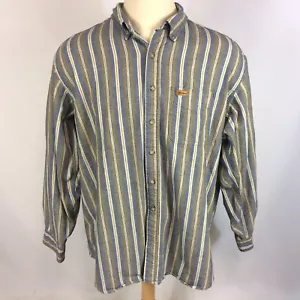 Vintage 90s Carhartt Denim Stripe Canvas Work Shirt Outdoor Wear Farm Pocket XXL - Picture 1 of 6