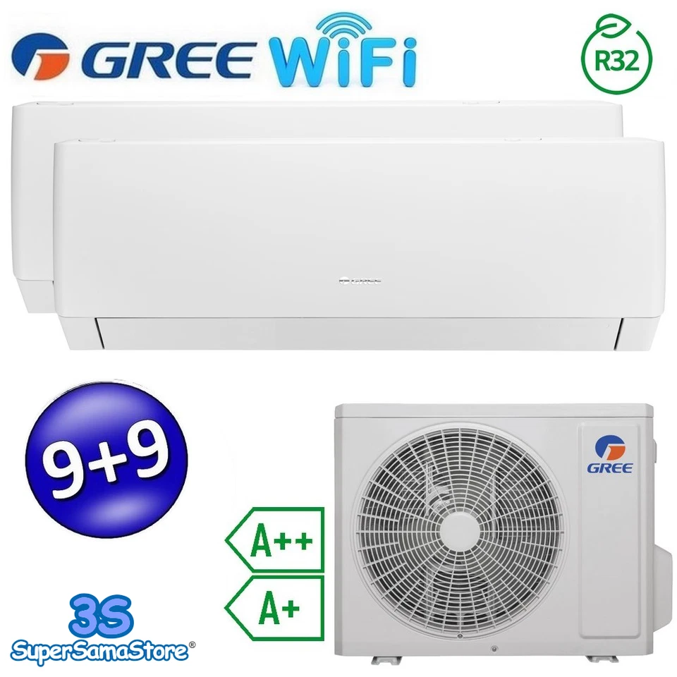 3S CLIMATISEUR INVERTER PULAR DUAL SPLIT WI-FI 9000+9000 BTU GREE R32  A++/A+ - Photo 1/1