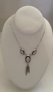 Vintage L.M. Nez Native American Sterling Silver Pink Mother Of Pearl Necklace - Picture 1 of 3
