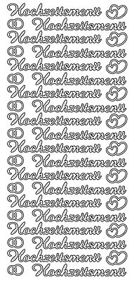 * Aufkleber Sticker Stickerbogen Schriftzug Hochzeitsmenü SILBER (553A - Bild 1 von 2