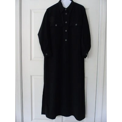 Vintage Harve Bernard Black Maxi Shirt Dress By Bernard Holtzman Size 14 - Image 1 of 4