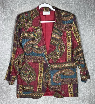 Vintage Danielle B Blazer Womens Size M Floral Paisley Medallion Damask USA Made - Image 1 of 4