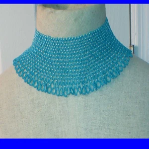 Gargantilla ucraniana azul con cuentas sin cuello - Imagen 1 de 3