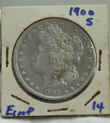 1900 S US Morgan Silver Dollar $1 (Cleaned) F+ - Image 1 of 2