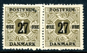 Denmark 1918 Definitive 27o/1o Olive Perf 14x14½ Scott #145 Pair Mint K615 - Picture 1 of 6