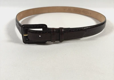 Talbots Womens Belt Medium M (28"-32") Brown Leather Croc Embossed Made In Italy - Image 1 of 4