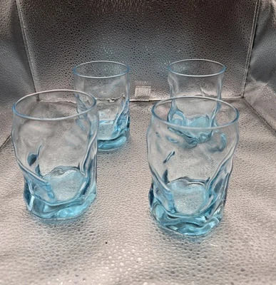 Juego de 4 cristalería Bormioli Rocco azul Sorgente doble moda antigua Foto 1 de 4