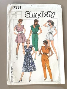 1980's Simplicity Misses' Jumpsuit,Dress Pattern 7331 Size 10 UNCUT - Picture 1 of 2