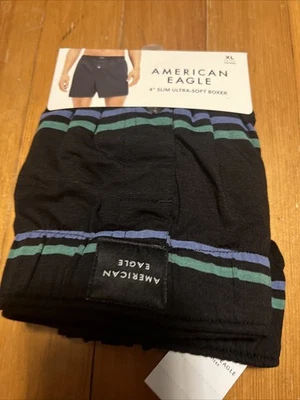 Calzoncillo Boxer American Eagle Rayas 4" Ultra Suave - XL NEGRO Rayas Foto 1 de 4