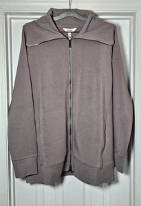 Spanx Heavy Air Essentials Full Zip Tunic Size XL Smoke Sweatshirt Ribbed Collar - Picture 1 of 5