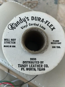 Tandy Dura-Flex Vinyl Cord Lace See Photos Approx 90 Yds. USA Texas Black - Picture 1 of 7