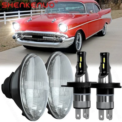 For Chevrolet Chevy II 1964-1967 2PCS 7" inch Round LED Headlights Hi/Lo Beam - Изображение 1 из 4