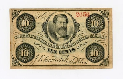 10c J.R. Bostwick - Scotts Nine Hundred U.S. Cavalry NEW YORK Sutler Scrip - Image 1 of 2