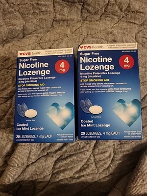 2-CVS Health Sugar Free Nicotine Coated Ice Mint 40 Lozenges 4mg EXP: 12/2025 - Image 1 of 3