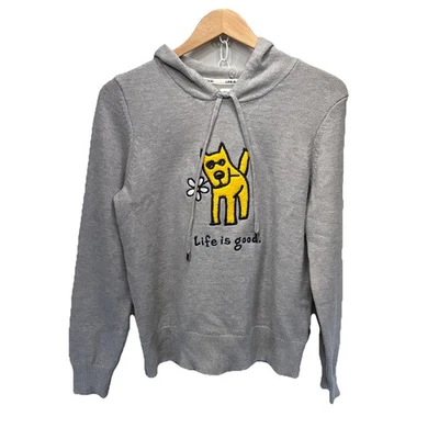 Sudadera con capucha Life Is Good Rocket Dog Flower gris tejido suave pulóver para mujer mediana Foto 1 de 4