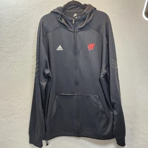 Adidas Wisconsin Badgers Full Zip Hoodie Herren 2XL schwarz NCAA Athleisure Jacke - Bild 1 von 10