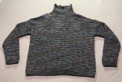 Vtg Express Tricot Sweater Womens L Dopamine 70s Old Money Mélange Funky Grandma - Image 1 of 4
