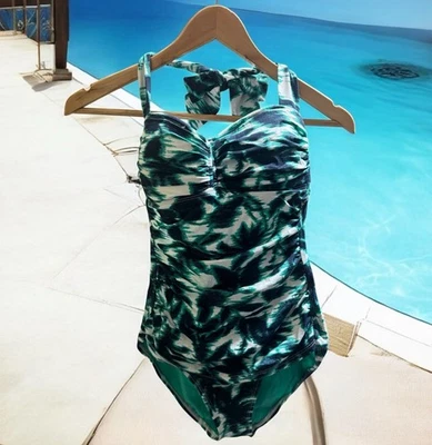 TOMMY BAHAMA Green Blue Women's Size 6 One Piece Swimsuit Tummy Control Padded - Image 1 of 4