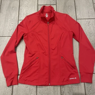 Merrell Womens Jacket M Select Wick Zip Running Activewear Mid Length Pocket Red - Image 1 of 4