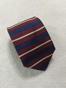 Brooks Brothers Makers Herrenkrawatte rot marine weiß gestreift 100 % Seide Vintage - Bild 1 von 6