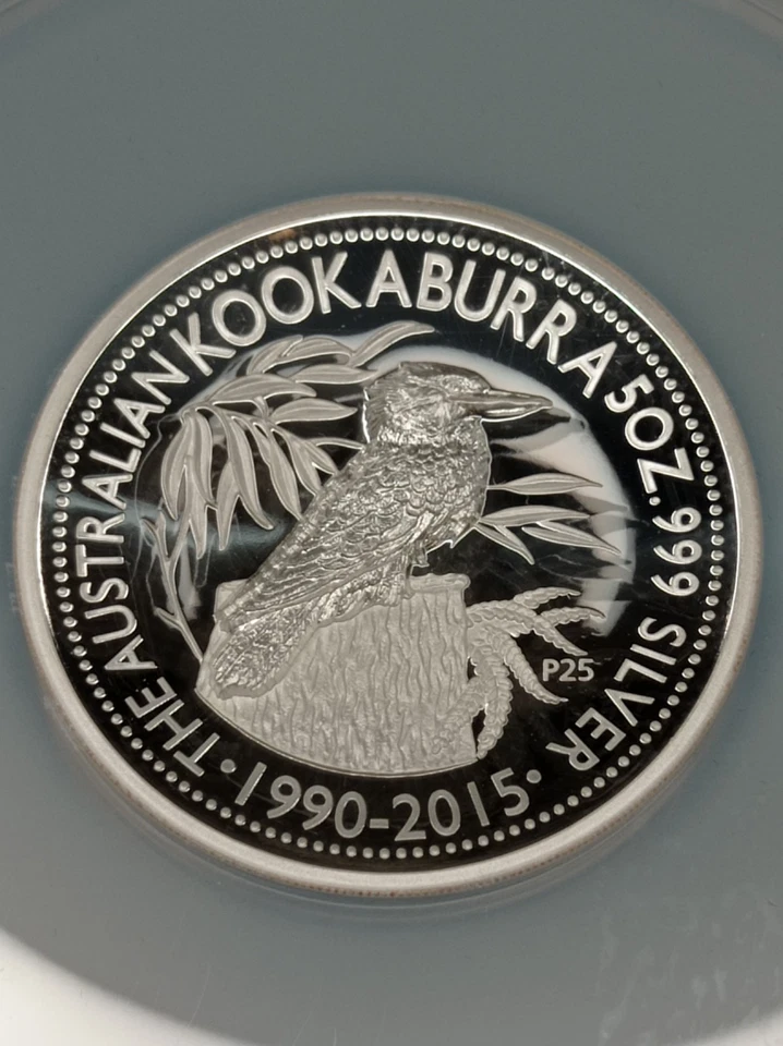 Perth Mint 25th Anniversary 2015 Kookaburra 5oz High Relief 999 Silver Proofcoin - Image 1 of 4