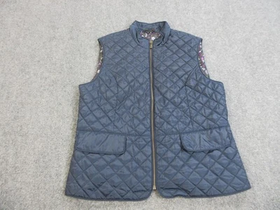 Brooks Brothers Vest Womens XL Navy Quilted Zip Puffer Floral Lined Pockets - Image 1 of 4