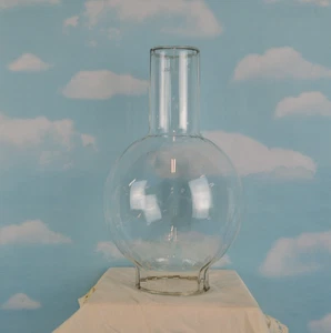 Antike gewellte mundgeblasene schöne Öllampe Kamin Kugel Stil 10" Höhe x 6" Durchmesser - Bild 1 von 13